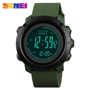 SKMEI Altimeter Barometer Thermometer Altitude Men Digital Watches Sports Clock Climbing Hiking Wristwatch Montre Homme 1418 - ABS Dial Green | TrekBite