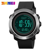 SKMEI Altimeter Barometer Thermometer Altitude Men Digital Watches Sports Clock Climbing Hiking Wristwatch Montre Homme 1418 - Steel Dial Black | TrekBite