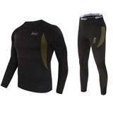 Men's Winter Warm Thermal Underwear Sets Fleece [Quick Drying] Shirt For Outdoor - Black / S | TrekBite